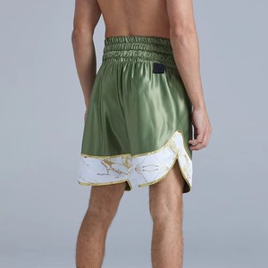 Shorts de boxe unisexes personnalisés, impression par sublimation, satin, trunks de combat, logo OEM, vêtements d'entraînement et de compétition, vente en gros, 100% polyester - Product Image 3