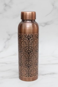Premium Pure Copper <b>Water</b> <b>Bottle</b> With Leakproof Lid Reusable Drinking <b>Bottle</b> For Home Office <b>Gym</b> Travel Wellness - Product Image 3