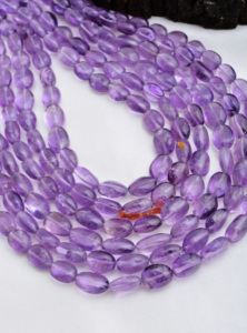 ลูกปัดอะมีทิสต์ธรรมชาติทรงรีเรียบ 16 นิ้ว ลูกปัดอะมีทิสต์ธรรมชาติทรงรีเรียบสำหรับทำเครื่องประดับ คุณภาพอัญมณีชั้นเยี่ยม - Product Image 2