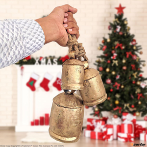 Juego de 3 Campanas de Metal Vintage, Campanas Rústicas de Latón Hechas a Mano con Cuerda, Campanas Navideñas de Estilo Rústico para Decoración del Hogar - Product Image 2