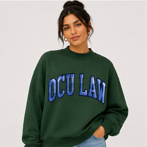 Sudadera Oversize de Cuello Redondo Color Crema para Mujer, con Estampado de Letras Azules OCU LAW, Corte Regular, Tejido de Algodón, Estilo Casual Urbano para Otoño - Product Image 3