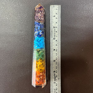 Tour de cristal d'orgone 7 chakras en gros, 7 pouces, poli, de haute qualité, baguette naturelle, obélisque énergétique de guérison pour la méditation et le Reiki - Product Image 4