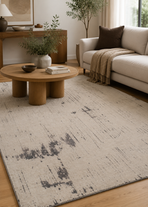 Tapis de chambre Jaipur Rugs AKWS-1480 fait main en laine et soie, design moderne et luxueux, à poils ras, rectangulaire, blanc - Product Image 1