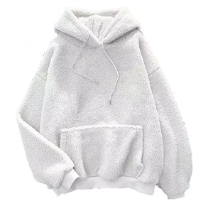 Sweat-shirt à capuche en polaire Teddy blanc de haute qualité, personnalisé, en sherpa moelleux, coupe oversize à épaules tombantes, style streetwear pour hommes - Product Image 1