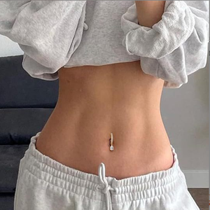 <span class=keywords><strong>FIBO</strong></span> Anelli per ombelico da donna in acciaio chirurgico 316L placcato oro 14K, con design a serpente e fiore in CZ, gioielli per piercing all'ombelico, barbell 14G - Product Image 2