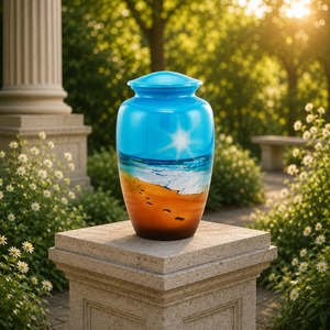 Urne funéraire de plage pour cendres humaines |   Souvenir commémoratif du coucher de soleil sur l'océan |   Urne funéraire pour adultes |   Tribute commémoratif côtier - Product Image 3