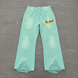 กางเกงวอร์มผ้าแคนวาสผู้ชาย โพลีเอสเตอร์ผสมคอตตอน ปักโลโก้ ทรงโอเวอร์ไซส์ ขอบเอวยางยืด มีเชือกผูก - Product Image 1