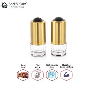 Trident Gold Stainless Steel <b>Salt</b> & <b>Pepper</b> <b>Shakers</b> Elegant Dinnerware Set - Product Image 1