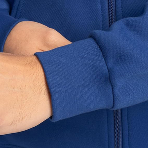 Sweat-shirt à capuche bleu royal zippé, coupe classique, décontracté, pour l'automne, 100 % coton molletonné tricoté, couleur unie - Product Image 6