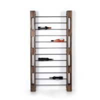 Porte-vin en bois de manguier fumé, 24 bouteilles, style échelle moderne en métal, sur roulettes, écologique, fait main, pour hôtel, capacité 3L