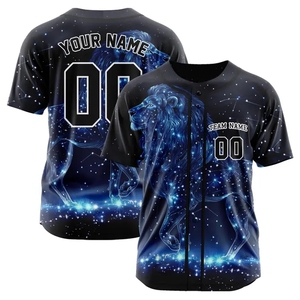 Customized Sublimation Full <b>Button</b> Baseball Jersey Unisex Plus Size Breathable Polyester Uniform Embroidery Print Anti-UV Quick - Product Image 6