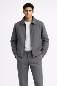 Conjunto de Chaqueta Casual y Pantalones de Salón para Hombre en Gris Carbón Premium, con un Estilo Moderno y Minimalista, Diseñado para una Comodidad Refinada - Product Image 1