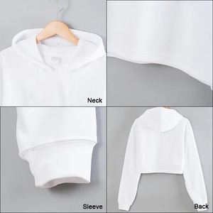 Sudadera Corta de Algodón Tejido Transpirable Blanca para Mujer con Logotipo Personalizado al por Mayor, Estilo Casual para Otoño/Primavera - Product Image 5