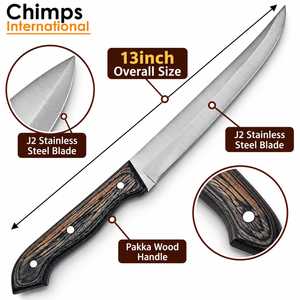 Cuchillo de Cocina J2 de Acero Inoxidable con Acabado Cepillado y Mango de Madera Pakka |   Estilo Japonés, Ambidiestro y Ecológico |   Cocina - Product Image 2