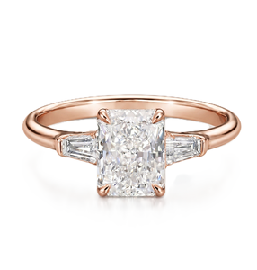 Wonderful IGI Certified Radiant Cut Lab Diamond 10K 14K 18K Solid Gold Engagement <b>Three</b> Stone Diamond Ring Baguette Cut Ring - Product Image 2