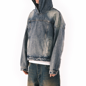 Sweat-shirt et hoodie en denim 100% coton pour homme, de haute qualité, design personnalisé, couleur et design sur mesure, coupe ample, hoodie en denim d'hiver - Product Image 3
