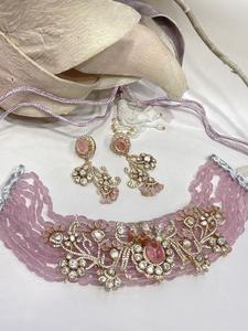 Elegante Juego de Collar y Aretes con Acabado Dorado de Moda, con Moissanita de la Mejor Calidad, para Bodas, Colección para Mujer - Product Image 2