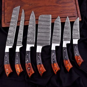 Hot Sale Professional Damascus Steel Kitchen Chef <b>Knife</b> <b>Set</b> Handmade Fix Blade with Wood Handle Sharpness Guaranteed Low Price - Product Image 4