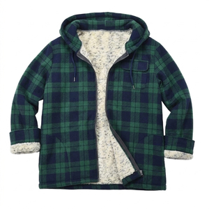OEM Men Sherpa <b>Fleece</b> <b>Lined</b> Plaid Flannel Shirt <b>Jacket</b> Organic Cotton Winter Warm Casual Outdoor Wear Wholesale ODM Manufacture - Product Image 1