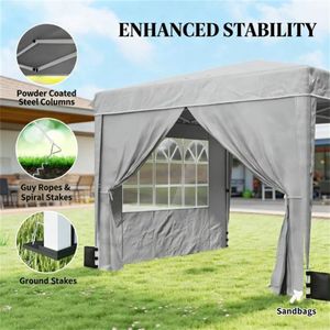 Tenda Parasole Portatile Grigio Chiaro, Gazebo Pratico per Esterni, Riparo dal Sole - Product Image 4