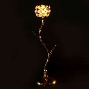 Porte-bougie décoratif en forme de fleur pour la maison, en aluminium et cristal, pour la maison, le bureau et la décoration de mariage - Product Image 2