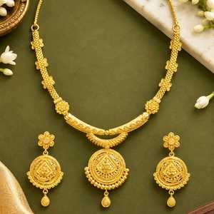 สร้อยคอทองชุบไมครอน 14K 18K 24K ขายส่ง พร้อมต่างหูแบบห้อยลายดอกไม้ดีไซน์ดั้งเดิม ชุดเครื่องประดับแฟชั่น - Product Image 2