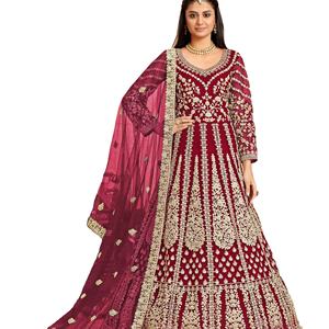 Vestido Anarkali DE TRABAJO bordado con hilo de red de diseñador más reciente de Fab Zone - Product Image 1