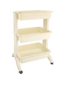 Three-Layer Plastic <b>Storage</b> <b>Cart</b> with Wheels for Living Room Multifunctional Organizer Rack Modern Style - Product Image 4