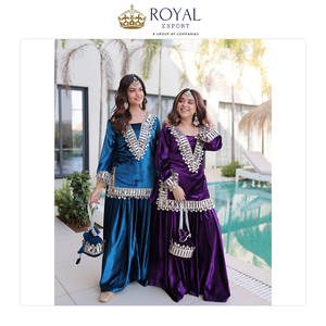 Ropa Pakistaní de Diseñador a Precio Accesible, Nueva Colección de Trajes de Terciopelo con Bordado para Mujer - Product Image 6