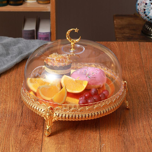 Rustic Golden Brass <b>Cake</b> Platter With Glass Dome <b>Cover</b> Round Dessert Display Stand For Birthday Wedding Parties Supply - Product Image 6