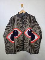 Blouson Bomber Femme Brodé Main Motif Géométrique Œil Col Montant Manches Longues Style Automne Vente en Gros Vestes Suzani