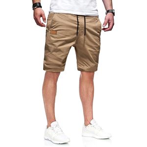 2025 pantalones cortos informales de sarga de algodón para hombre con cintura elástica Bermud - Product Image 2