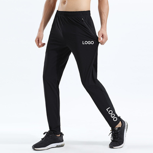 <b>Men's</b> Black Quick Dry Sport Golf Pants Elastic Waist Heat Transfer Logo Print Solid Knitted Polyester Fitness <b>Joggers</b> - Product Image 1