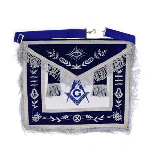 NESTA SPORTS Tablier maçonnique brodé de maître maçon de Loge Bleue avec collier à chaîne, ensemble de gants équerre et compas - Product Image 5