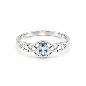 Anillo de Topacio Azul, Plata de Ley 925, Corte Ovalado, Nudo Celta, Joyería Hecha a Mano, Venta al Por Mayor Personalizada - Product Image 1