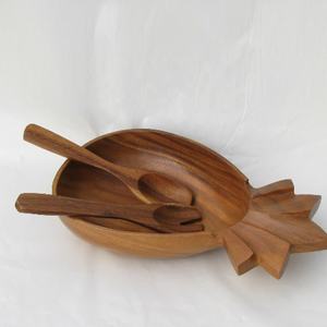 Bol à salade et ensemble de service en bois écologique en forme d'ananas, très vendu - Product Image 1