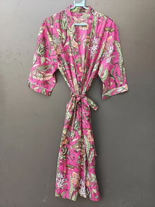 Bata Kimono con Estampado de Dibujos Animados para Mujer, 100% Algodón, Camisón de Verano Hecho a Mano, Cuello en V, Cintura Elástica, Largo hasta la Rodilla - Product Image 5