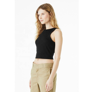 Women Knitted 100% Cotton Eco-Friendly Solid Color Halter Neck Crop Tank <b>Top</b> Casual Hip Hop Style Green - Product Image 3