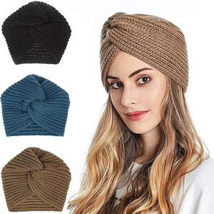 Autumn and Winter Knitted Cross Twisted Hat Ethnic Headscarf Hat Women Ladies Headscarf <b>Bonnet</b> suitable for outdoor use Warm - Product Image 4