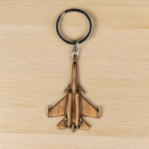 Porte-clés en métal en forme de chasseur aérien, finition cuivre antique, porte-clés avion, cadeau aviation - Product Image 1