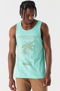 Camiseta sin Mangas Verde Menta para Hombre con Estampado, Cuello Redondo, Estilo Casual, Material de Algodón Transpirable - Product Image 2