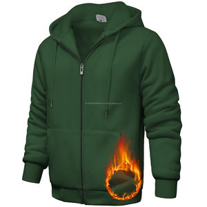 Sweat à capuche épais et lourd sweat à fermeture éclair sweat à capuche homme de haute qualité avec logo personnalisé sweats à capuche unis vierges - Product Image 5