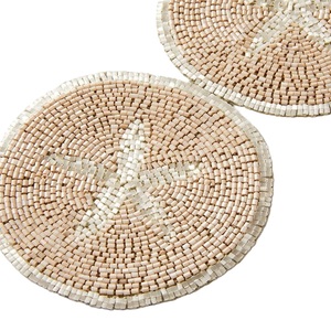 Elegant Handmade Seed Beads Embroidery Drink Coaster Gift Fashion Seed Beads Decorative Beverage Coaster Table Accent - Product Image 1