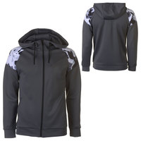 Sweat-shirt à capuche zippé noir à pois pour homme, coupe classique, décontracté, pour l'automne, en polyester tricoté avec empiècements jaunes aux coudes