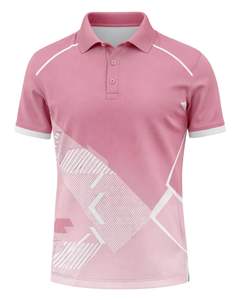 Customized <b>Mens</b> <b>Pink</b> Polo <b>Shirt</b> Short Sleeve Graphic Print Casual Sportswear Breathable Polyester Golf Tennis Training T <b>Shirt</b> - Product Image 1