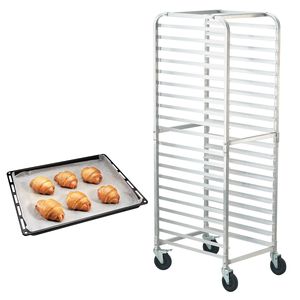 20-Tier Bun Pan Rack with Brake Wheels Commercial Aluminum <b>Racking</b> Trolley for Half Full Sheet <b>Storage</b> Bakery Equipment - Product Image 4