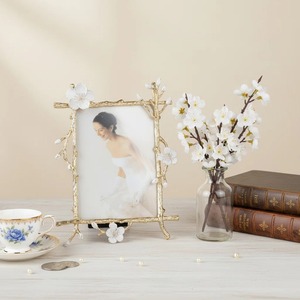 Rustic Luxury <b>Gold</b> Twig Photo <b>Frame</b> Decorative Blossom Tabletop Display Nature Inspired <b>Gold</b> Metal Branch <b>Frame</b> With White - Product Image 4