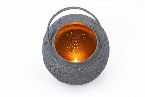 Style moderne Premium Cadeau de Noël Gravure sur métal Découpe Gris Lanterne suspendue T-Light Votive Marocaine T-Light Votive - Product Image 3