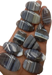 Direct usine Agate naturelle noire à bandes, cabochons en forme de poire, coussin et ovale, formes variées, pour la fabrication de bijoux, vente en gros en vrac - Product Image 2