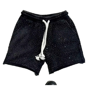 Shorts décontractés surdimensionnés pour hommes en coton lavé uni avec taille élastique et cordon de serrage – Style streetwear estival - Product Image 4